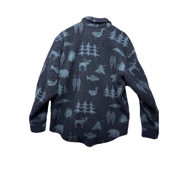 Vtg Fleece Shirt Jacket Oversized Button Up 80s 90s Mens XS Western Nature - Picture 4 of 4